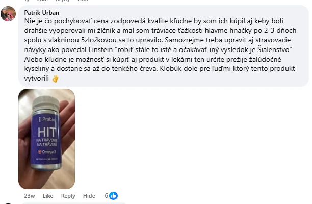 Facebook review from an iProbio customer