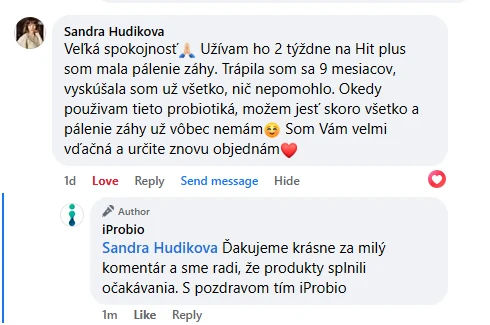 Facebook review from an iProbio customer