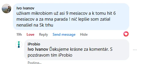 Facebook review from an iProbio customer