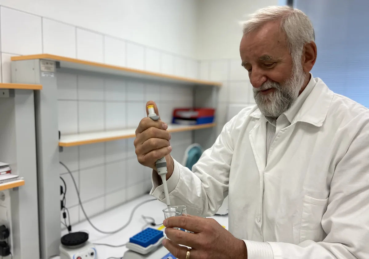 MVDr. Alojz Bomba, DrSc., at work in the laboratory